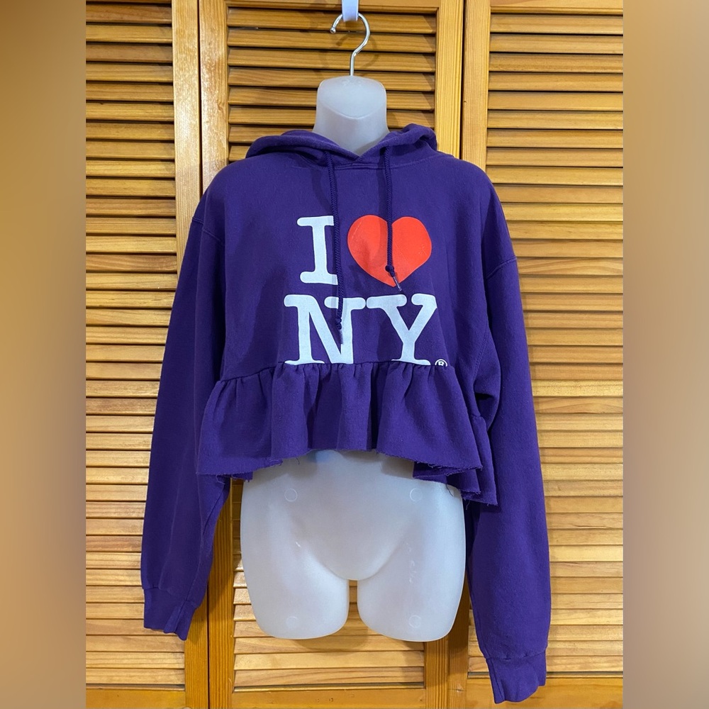 Cropped, I ♥️NY hoodie by Jerzees